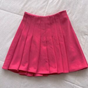 H&M women’s high waist hot bright pink pleated fluted zip up summer mini skirt